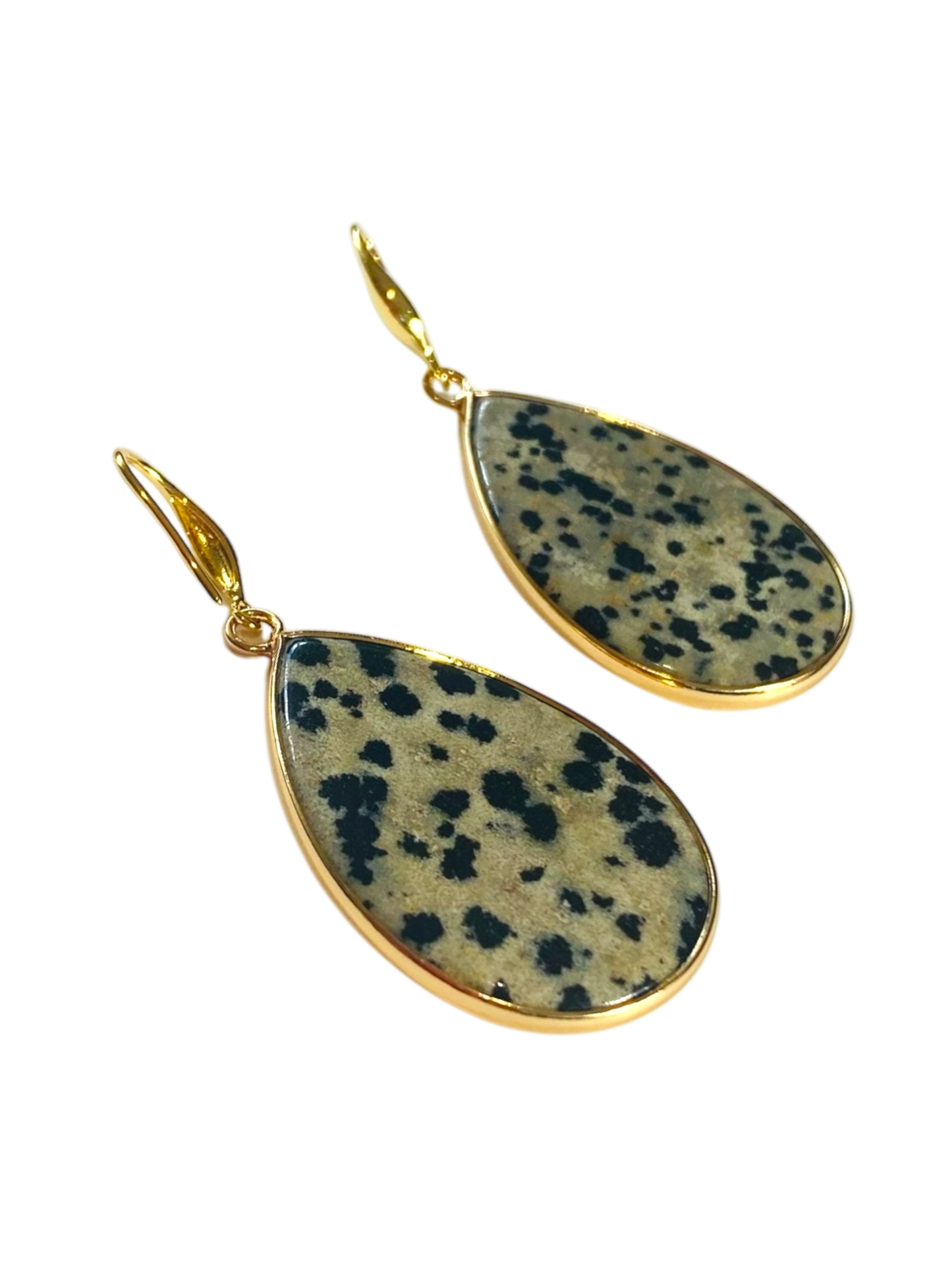 Jasper Stone Teardrop Earrings 18k Gold Plated