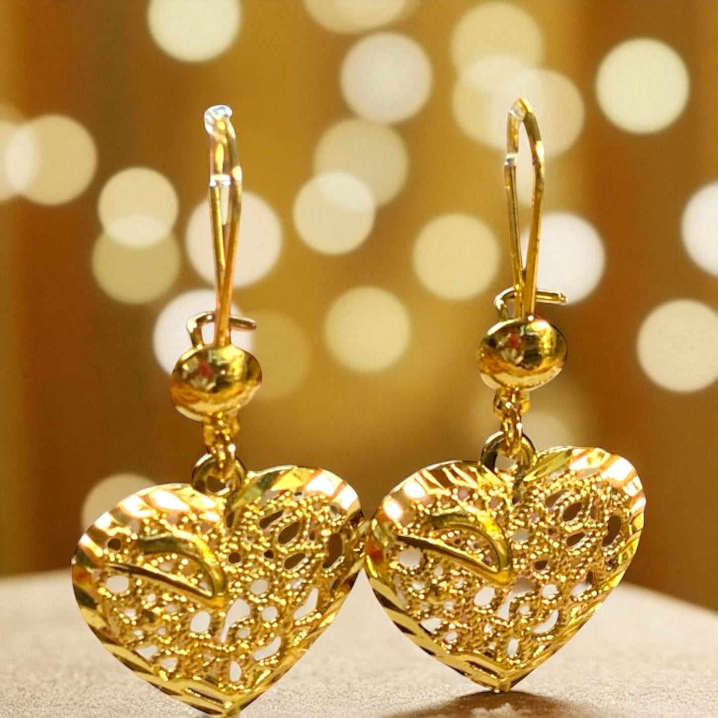 Heart Hook Earrings 24k Gold Plated