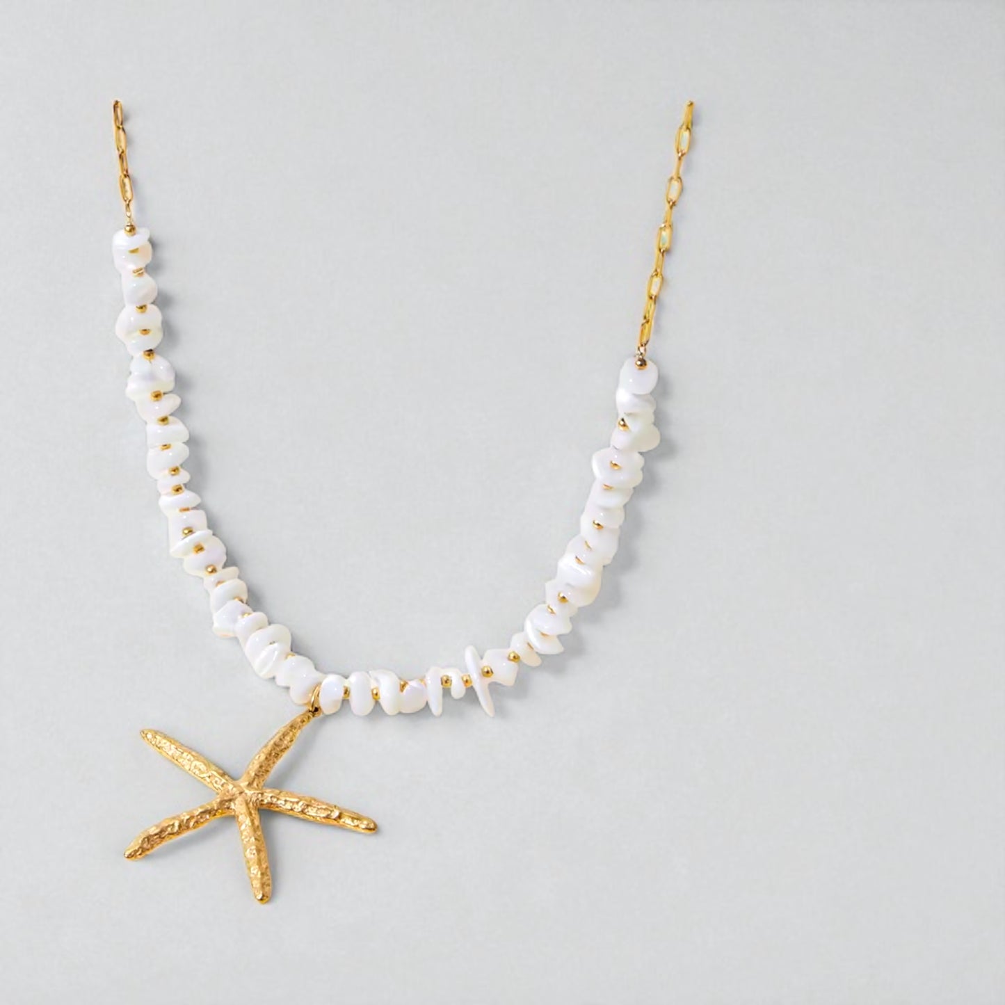 Starfish Howlite Natural Stone Necklace 18k Gold
