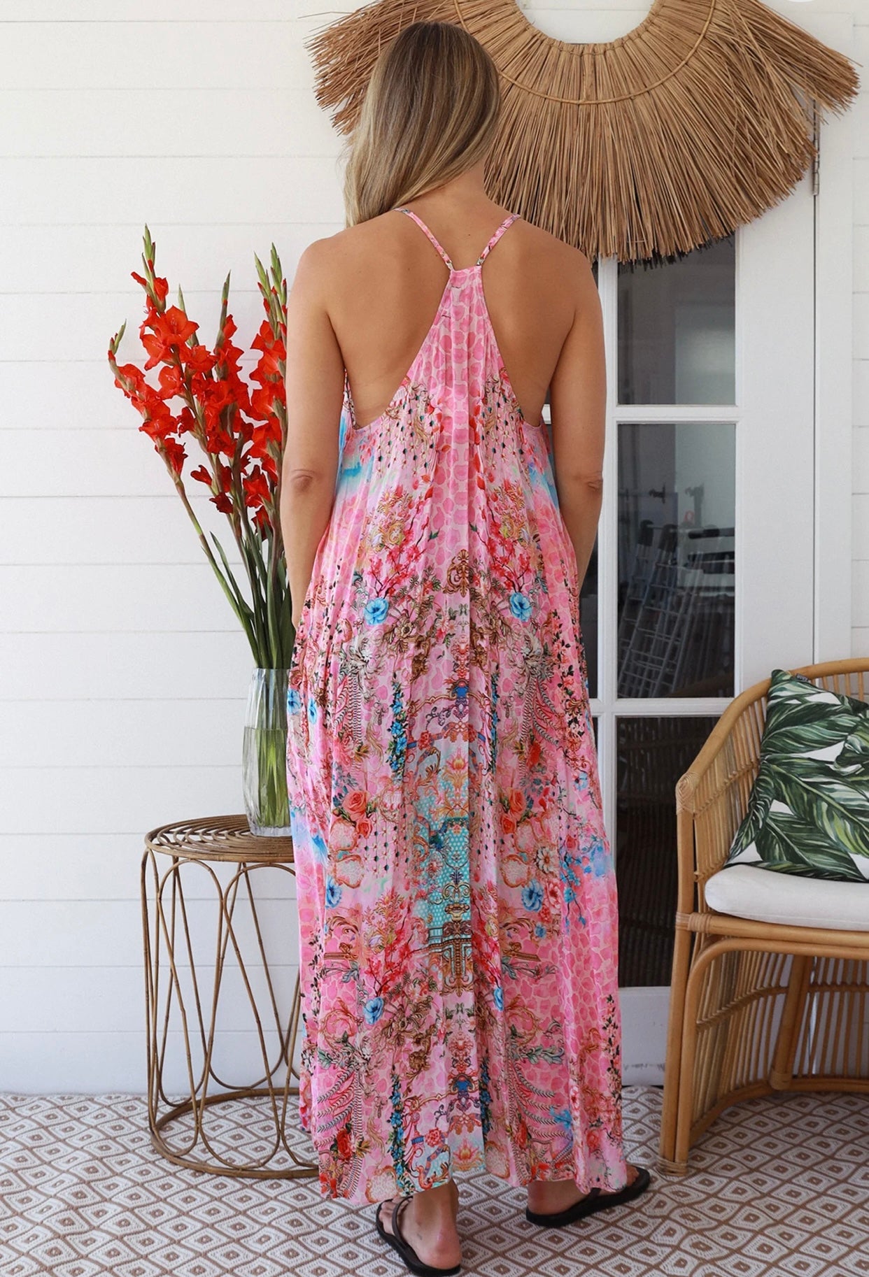 Crystal Luxe Dress Bloom Print Pink