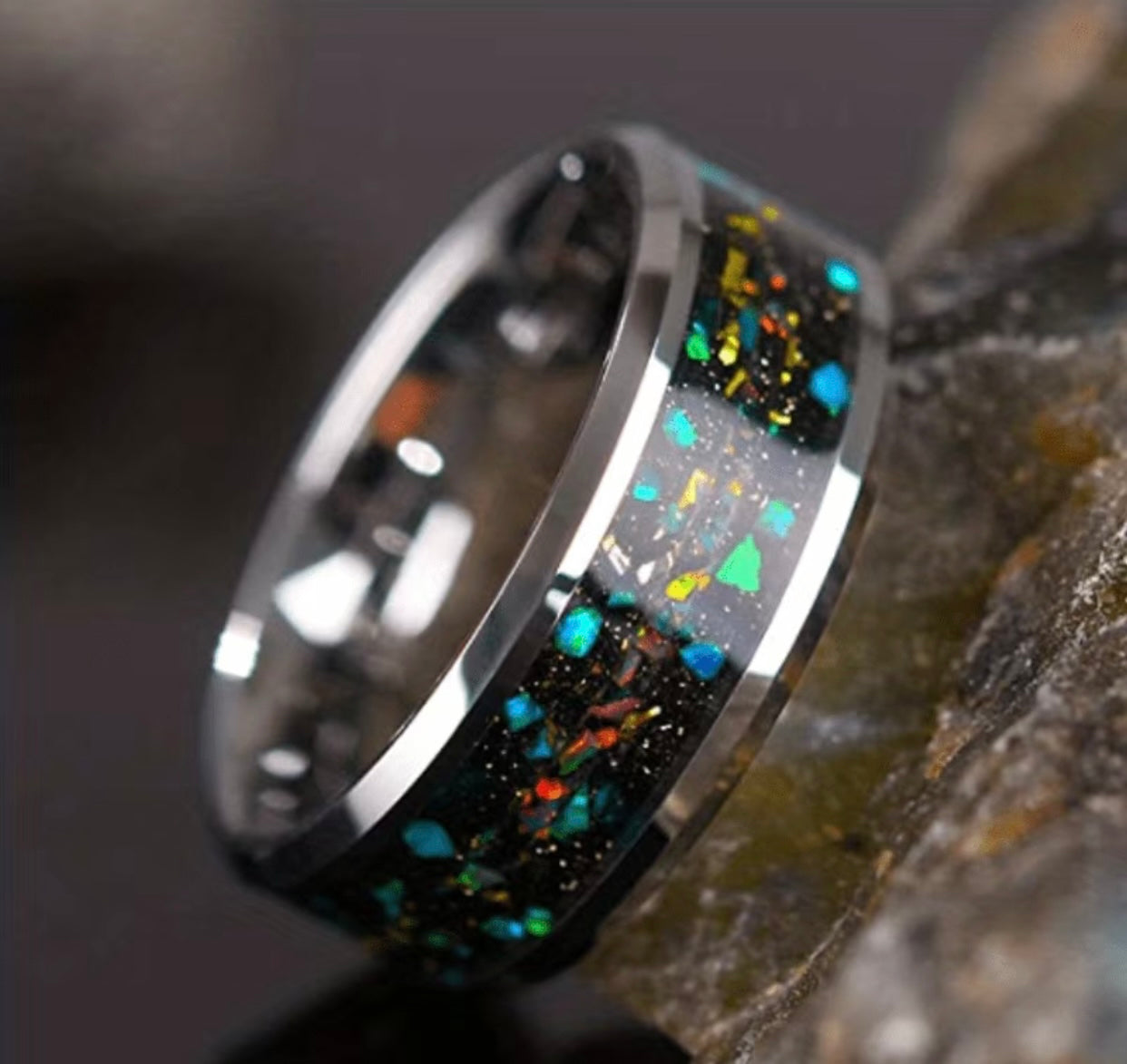 Titanium Ring Starry Skies