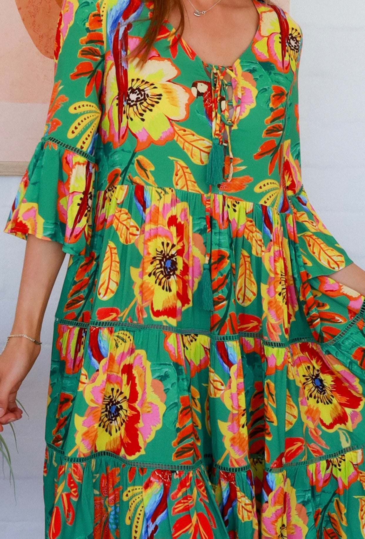 Safari Mini Dress Green 1/2 Sleeves