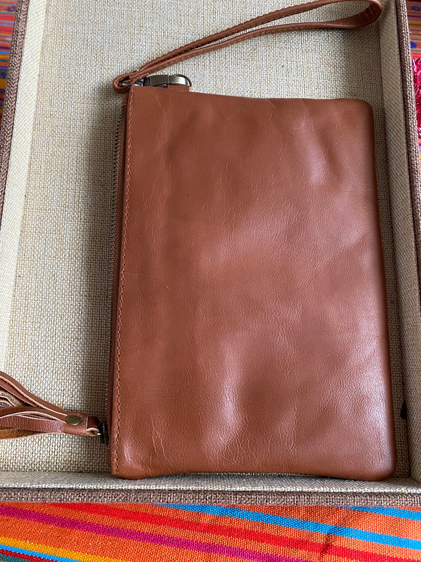 Mandala Leather Clutch with Strap