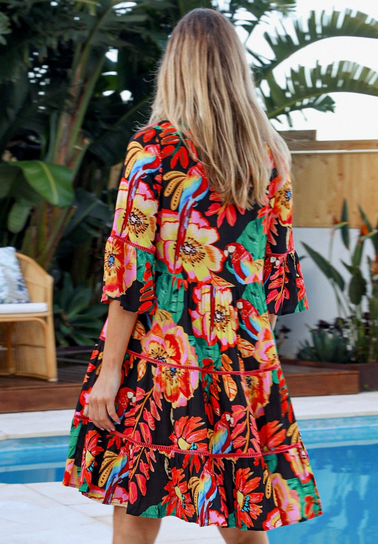 Safari Mini Dress Red 1/2 Sleeves