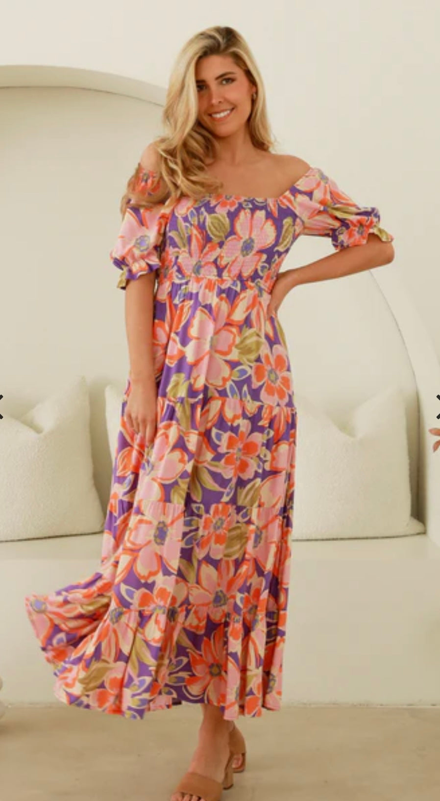 Nora Print Flounce Maxi Dress