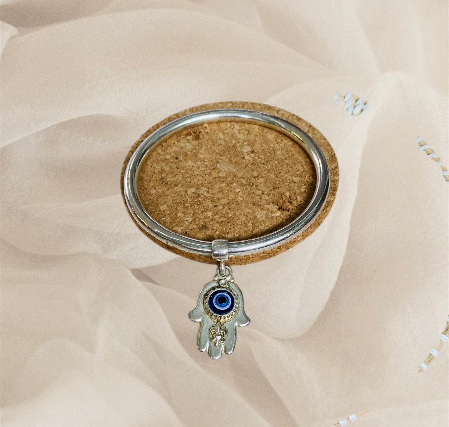 Sterling Silver Bangle Hand Of Fatima