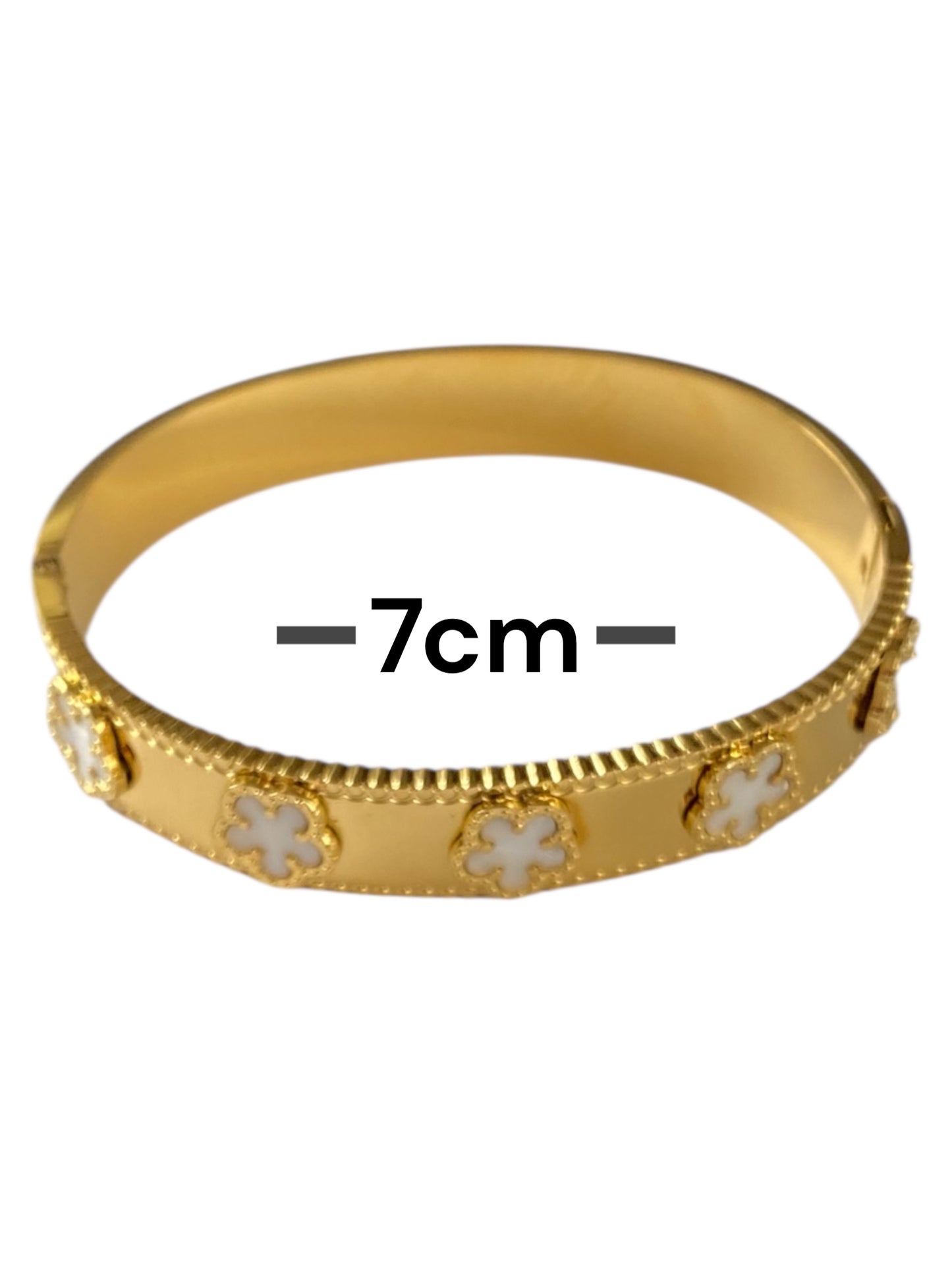 Bangle Open Hinged Pearl Flower Motifs