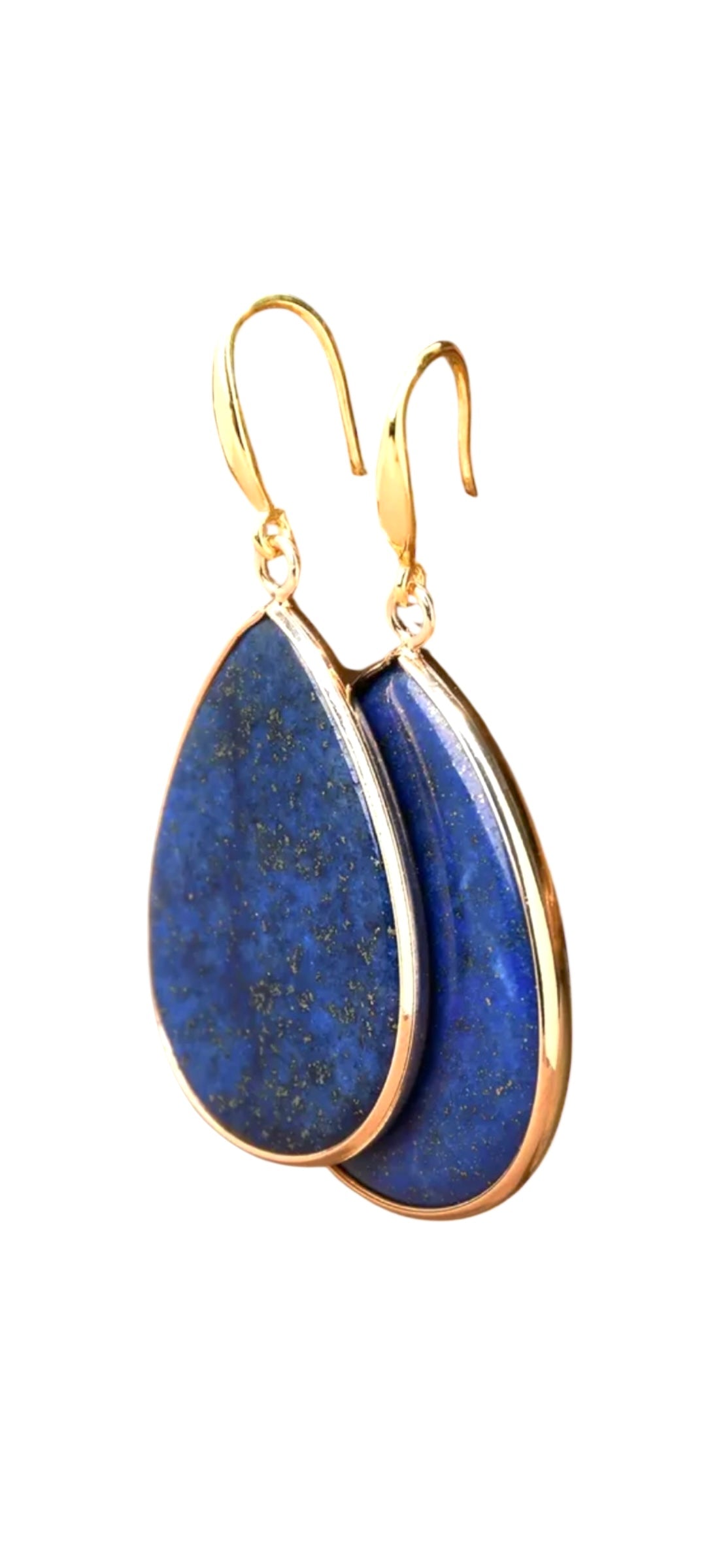 Lapis Stone Teardrop Earrings 18k Gold Plated