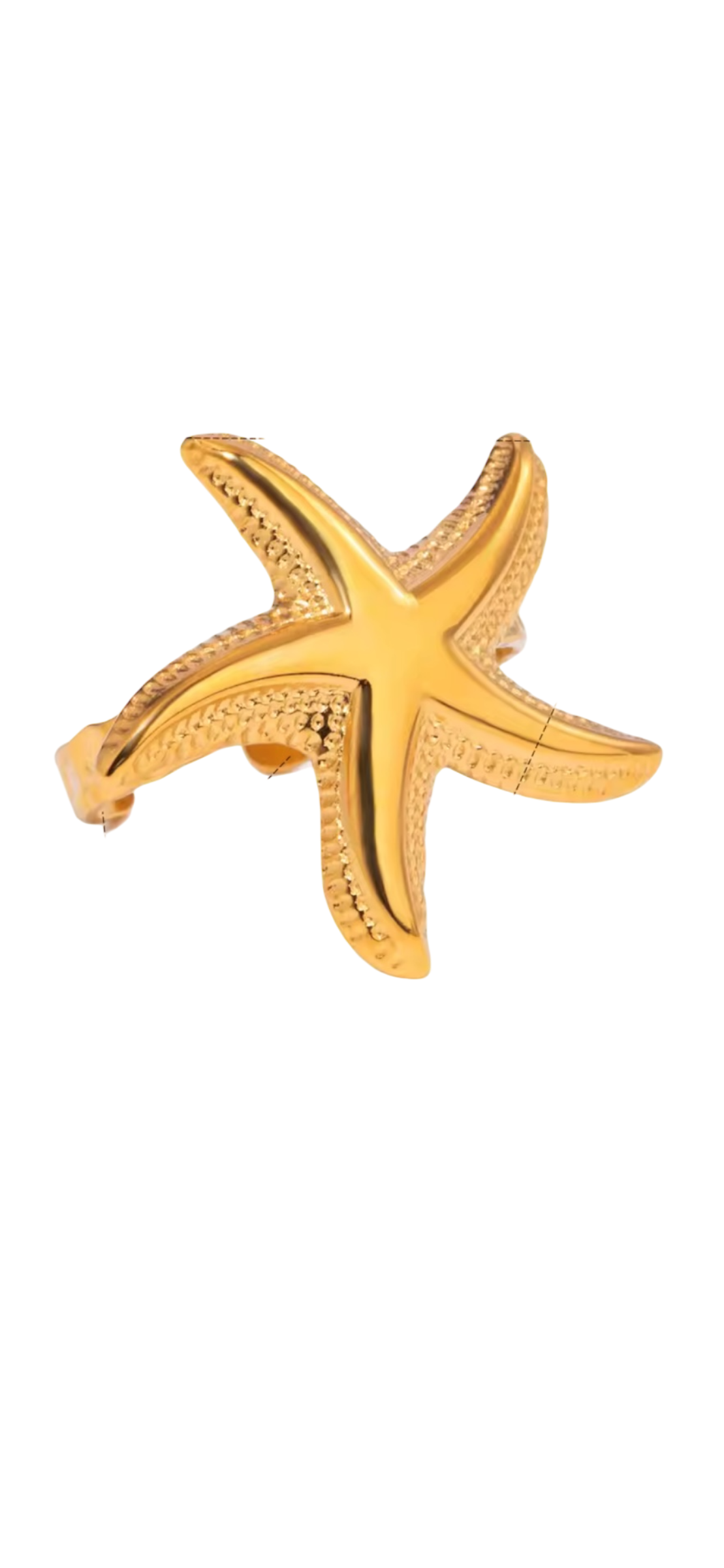 Starfish Ring Hammered Style 18k Gold Plated