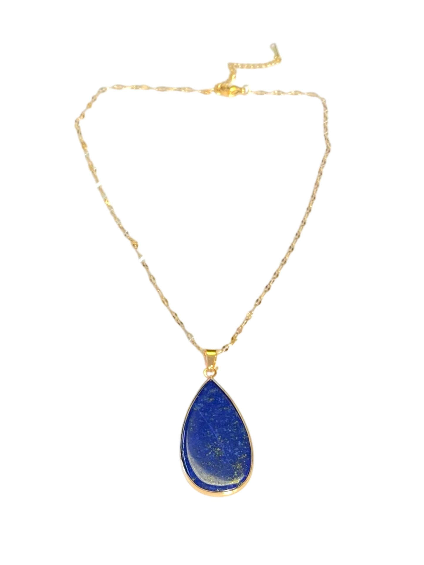 Natural Lapis Stone Teardrop
Pendant Necklace 18k Gold Plated