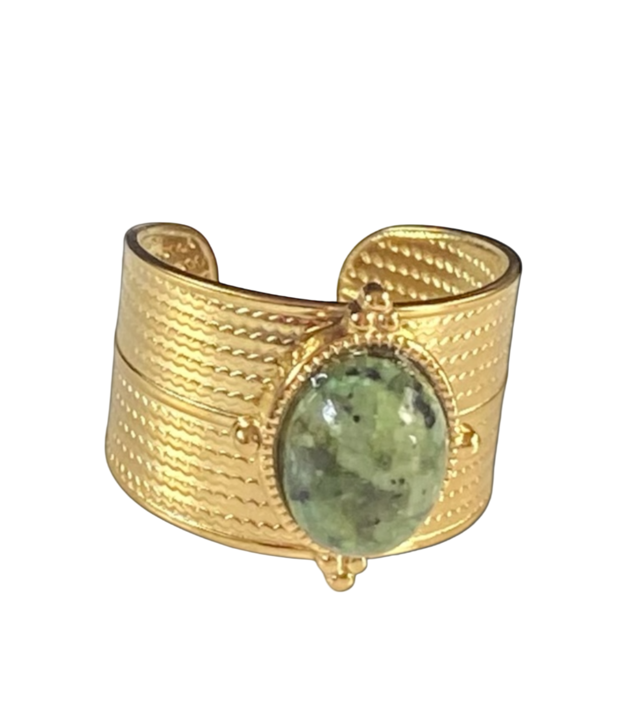 Serpentine Stone Gap Open Ring