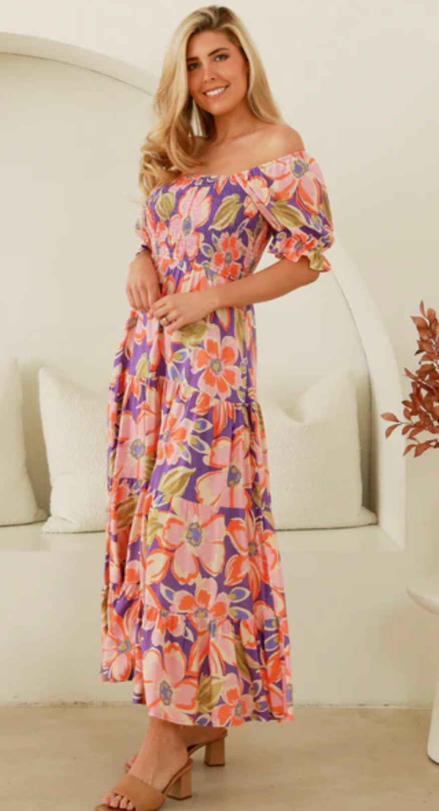 Nora Print Flounce Maxi Dress