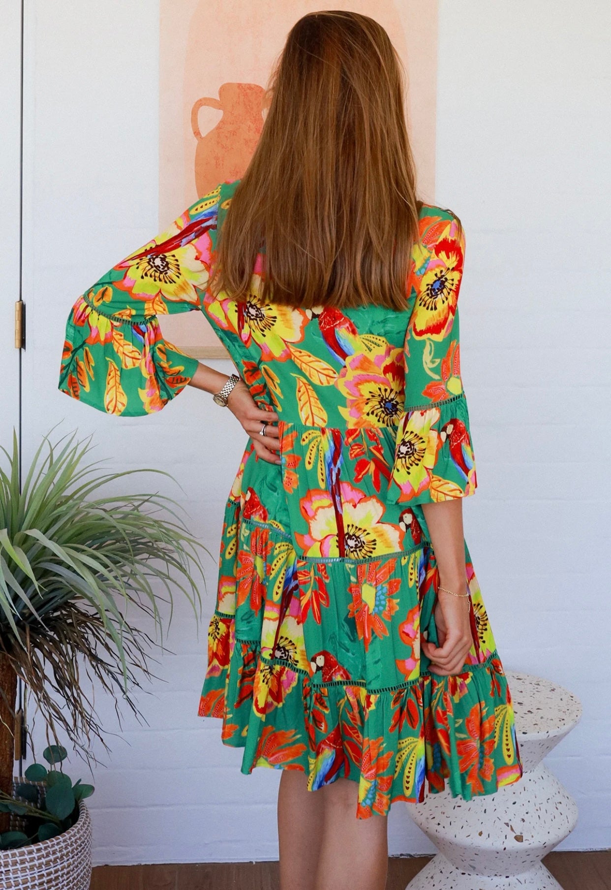 Safari Mini Dress Green 1/2 Sleeves