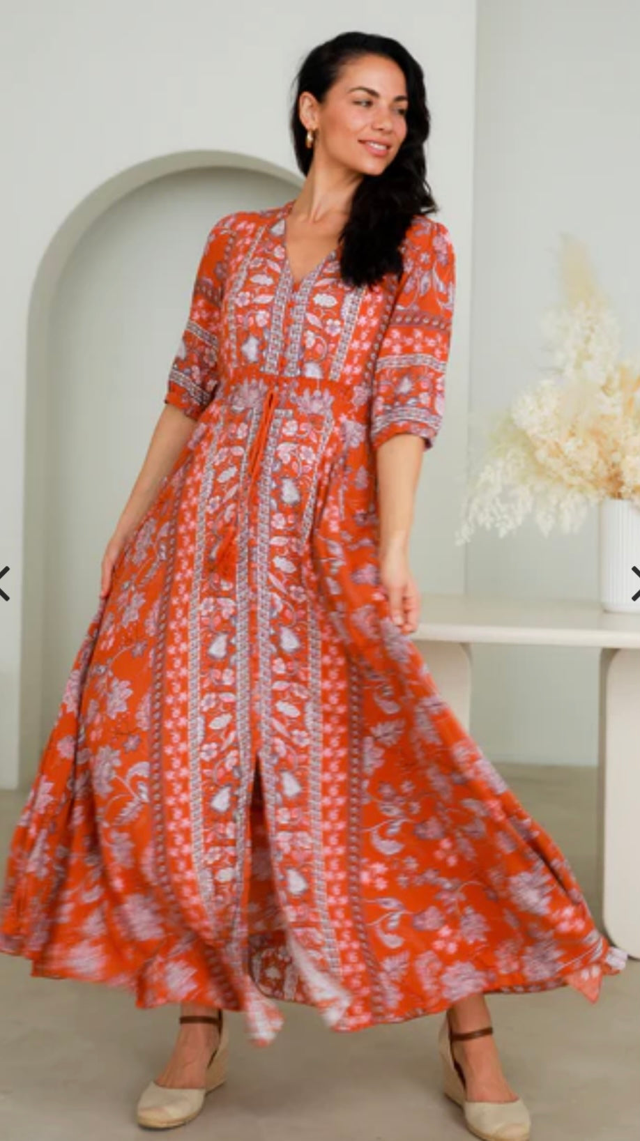 Hannah V Neck 1/2 sleeves Maxi Dress