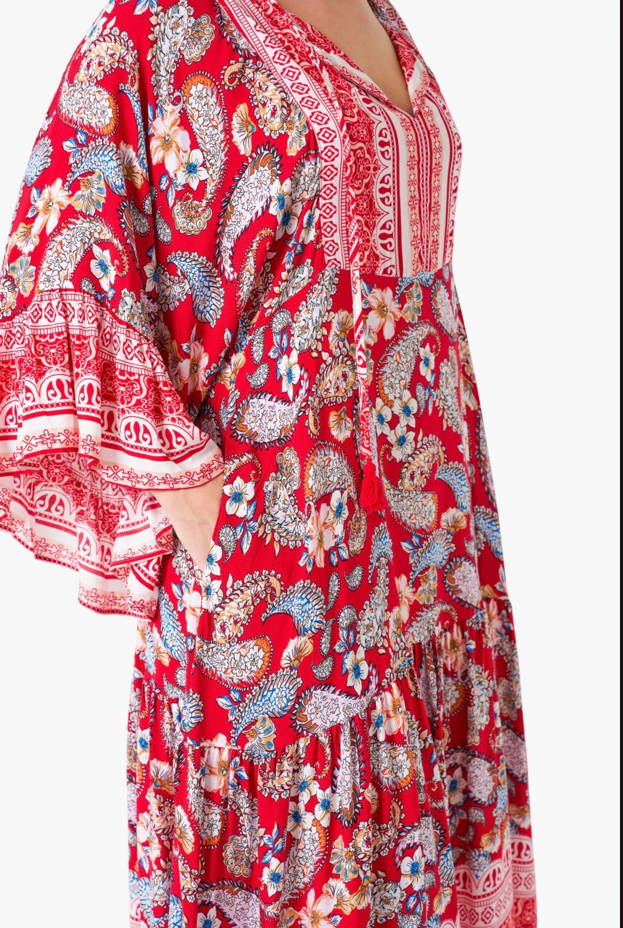Lelia Print Maxi Dress With Long Bell Sleeves