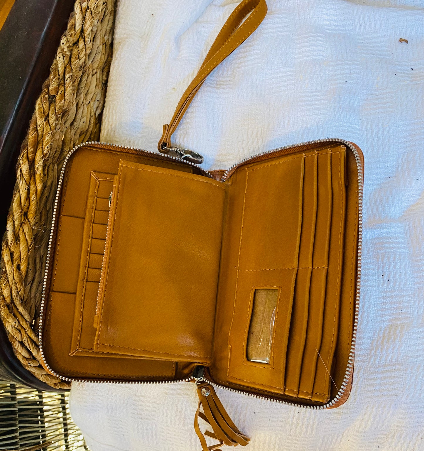 Springtime Leather Purse-Wallet Hand painted