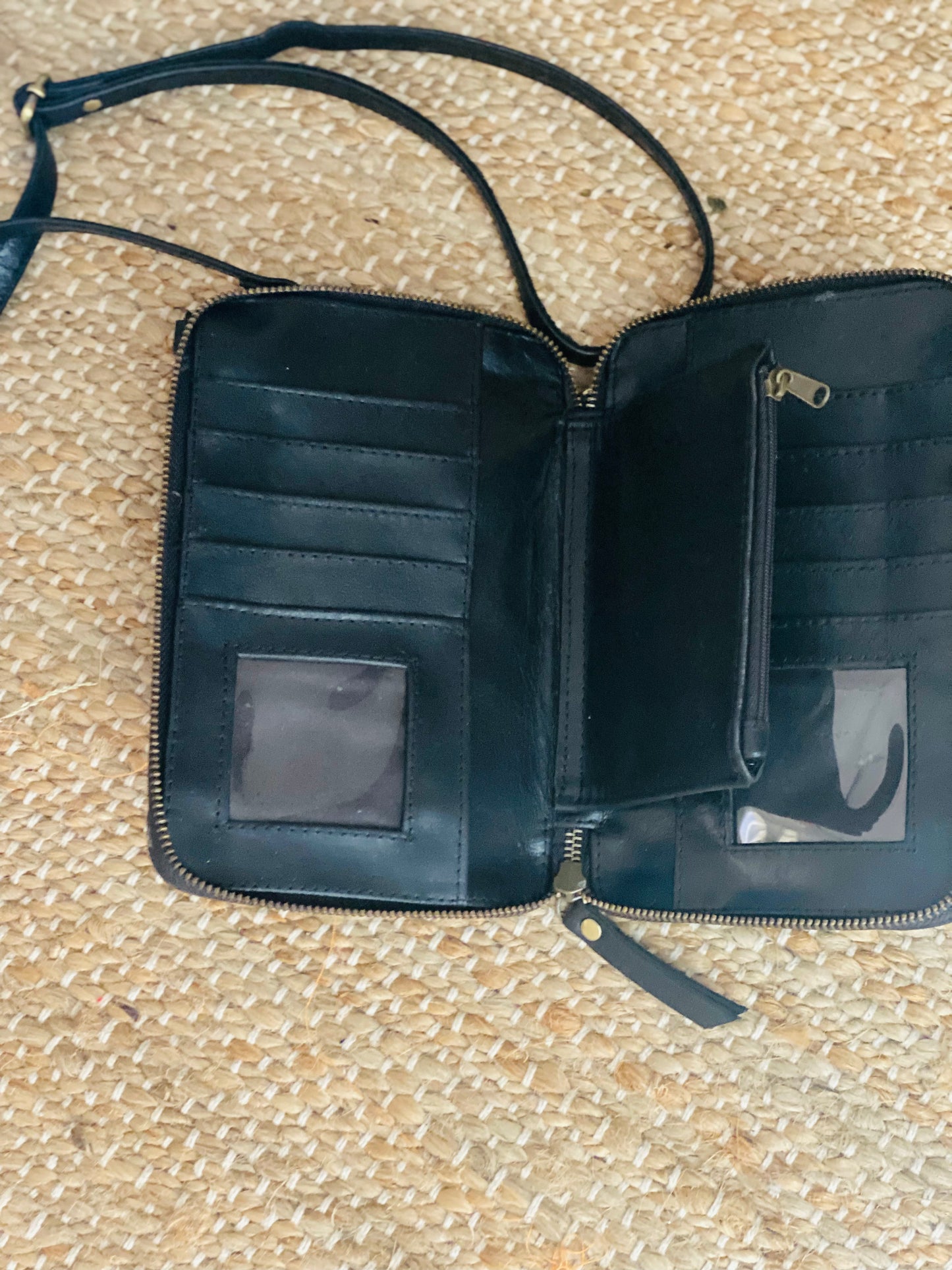 Laos Mandala Phone Wallet Pouch Bag Black