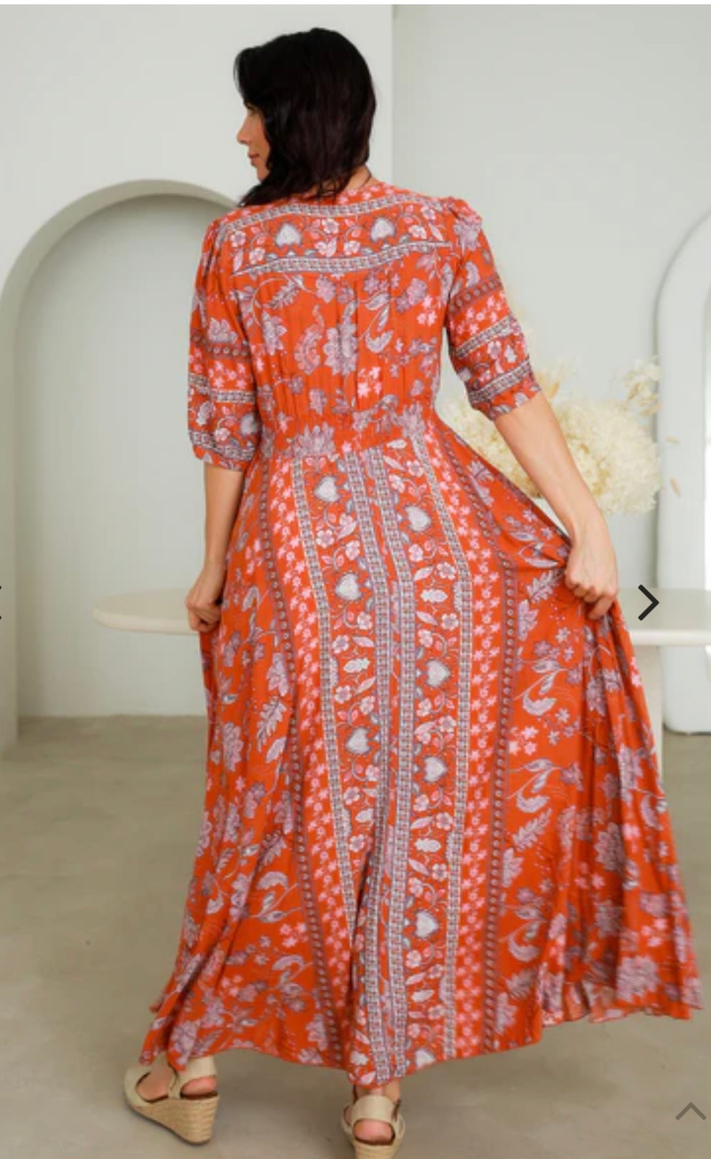 Hannah V Neck 1/2 sleeves Maxi Dress