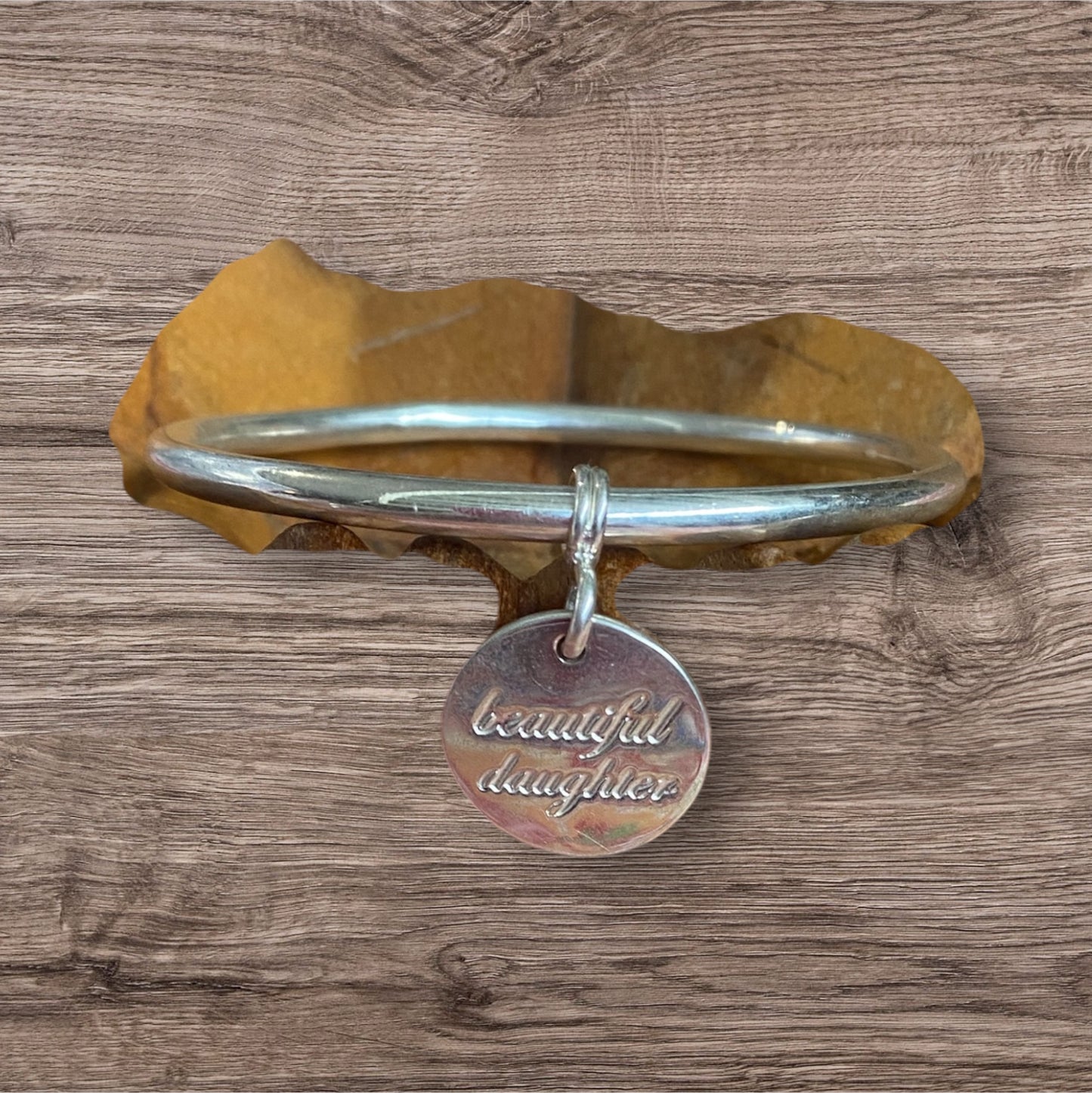 Sterling Silver Charm Bangle Beautiful Daughter