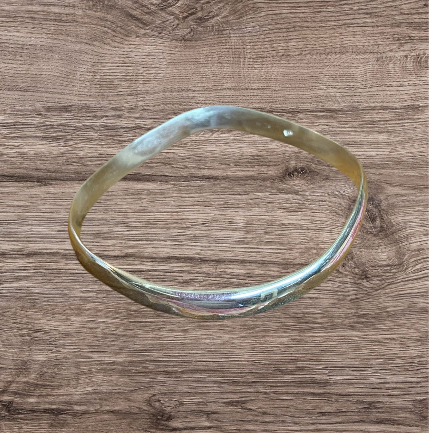 Plain Bangle Sterling Silver Waves Design