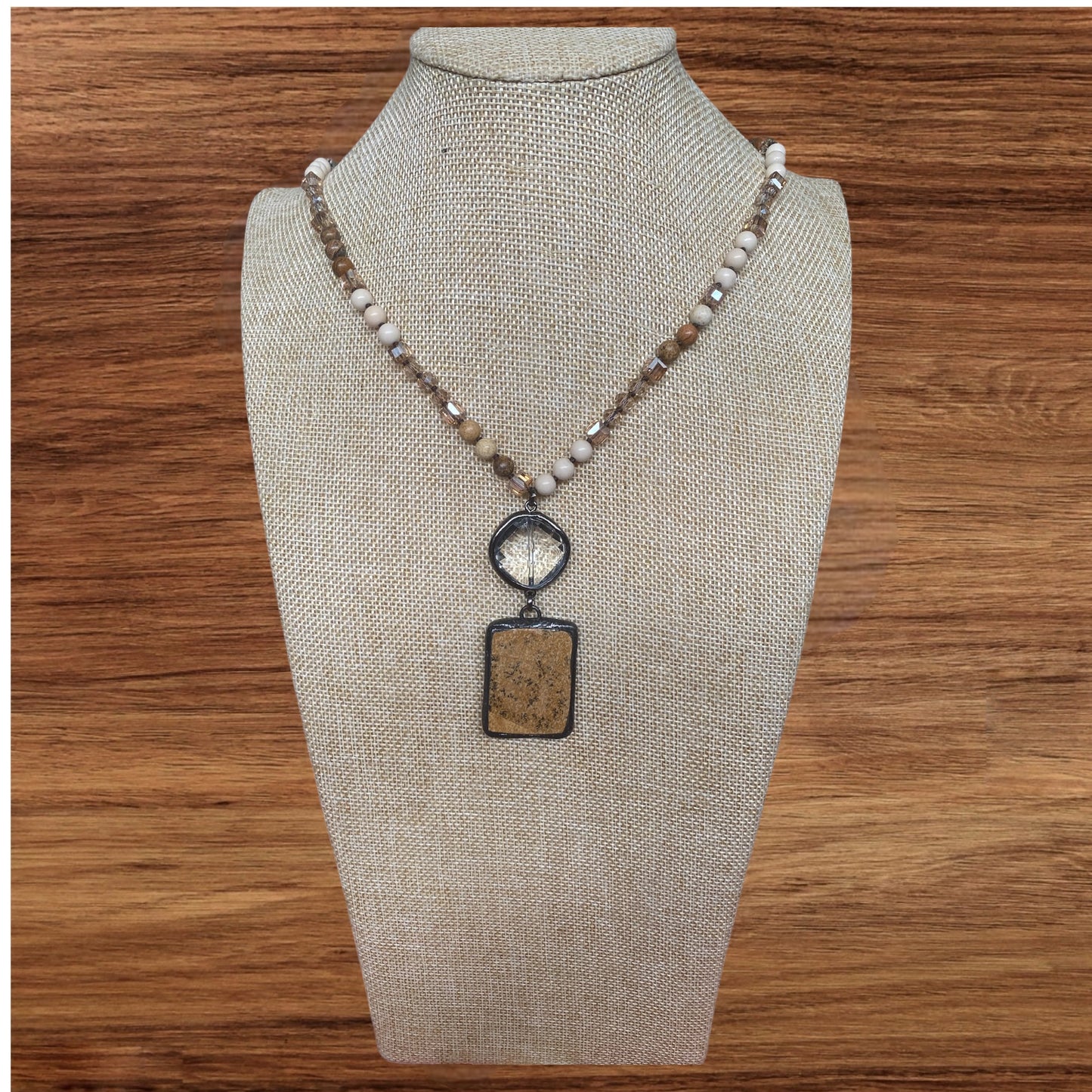Bohemian Necklace Natural Stone Glass With Pendants