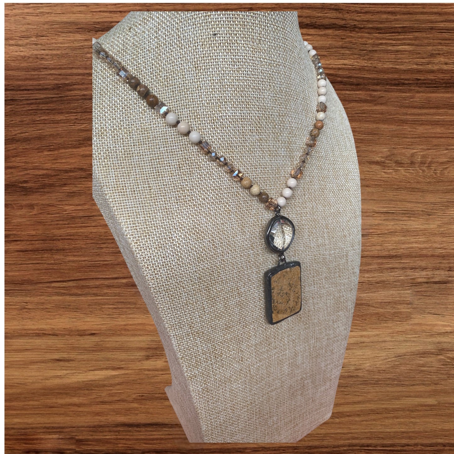 Bohemian Necklace Natural Stone Glass With Pendants