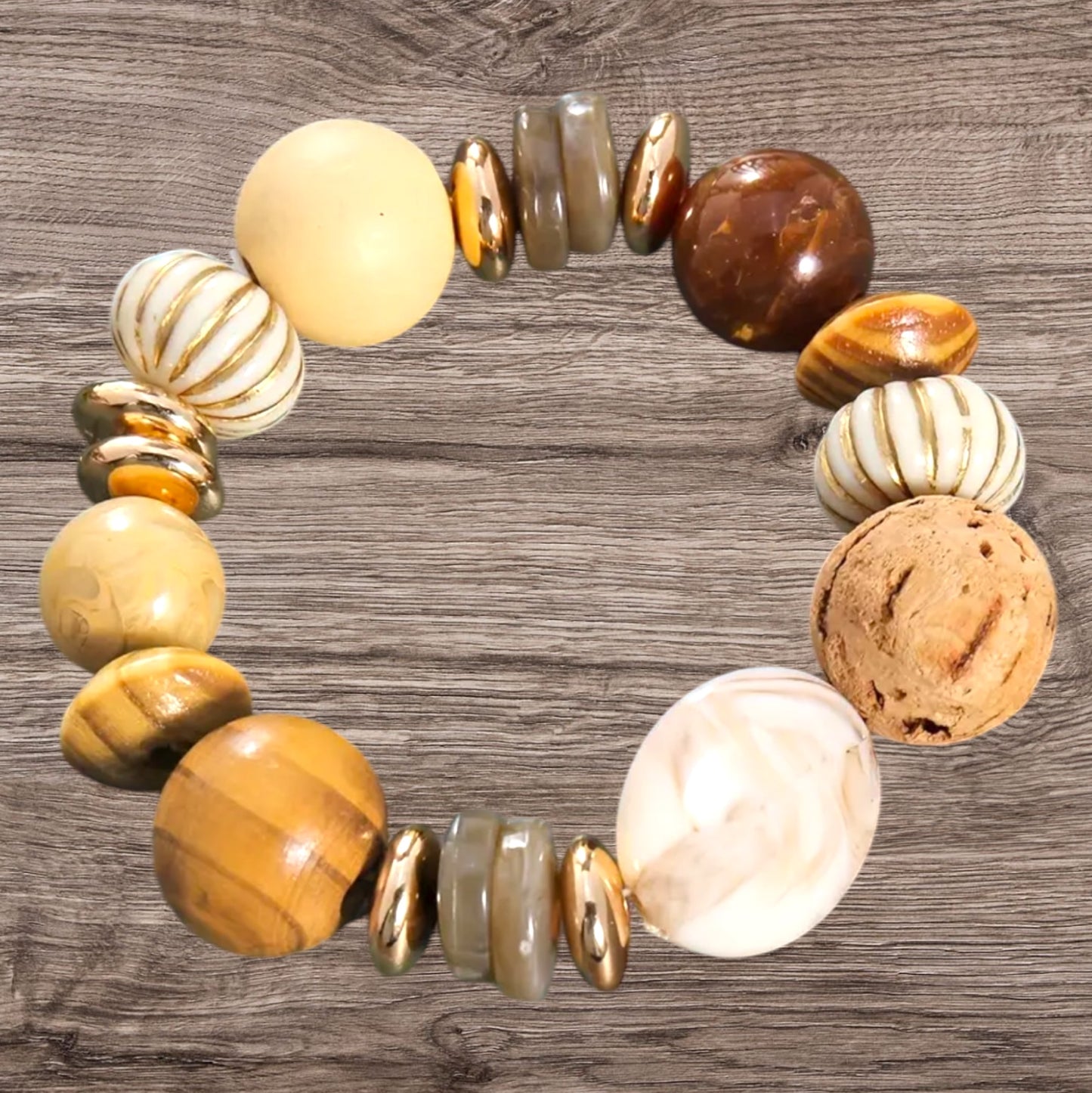 Wood Beads and Resin Bracelet