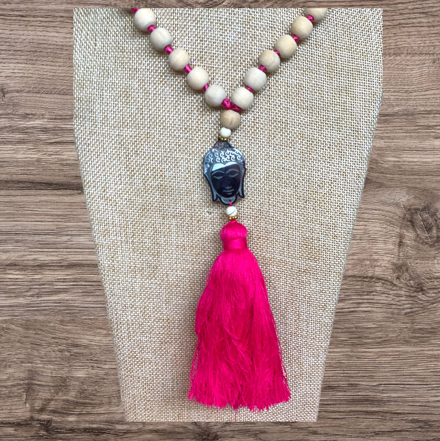Buddha Tassel Necklace Pink