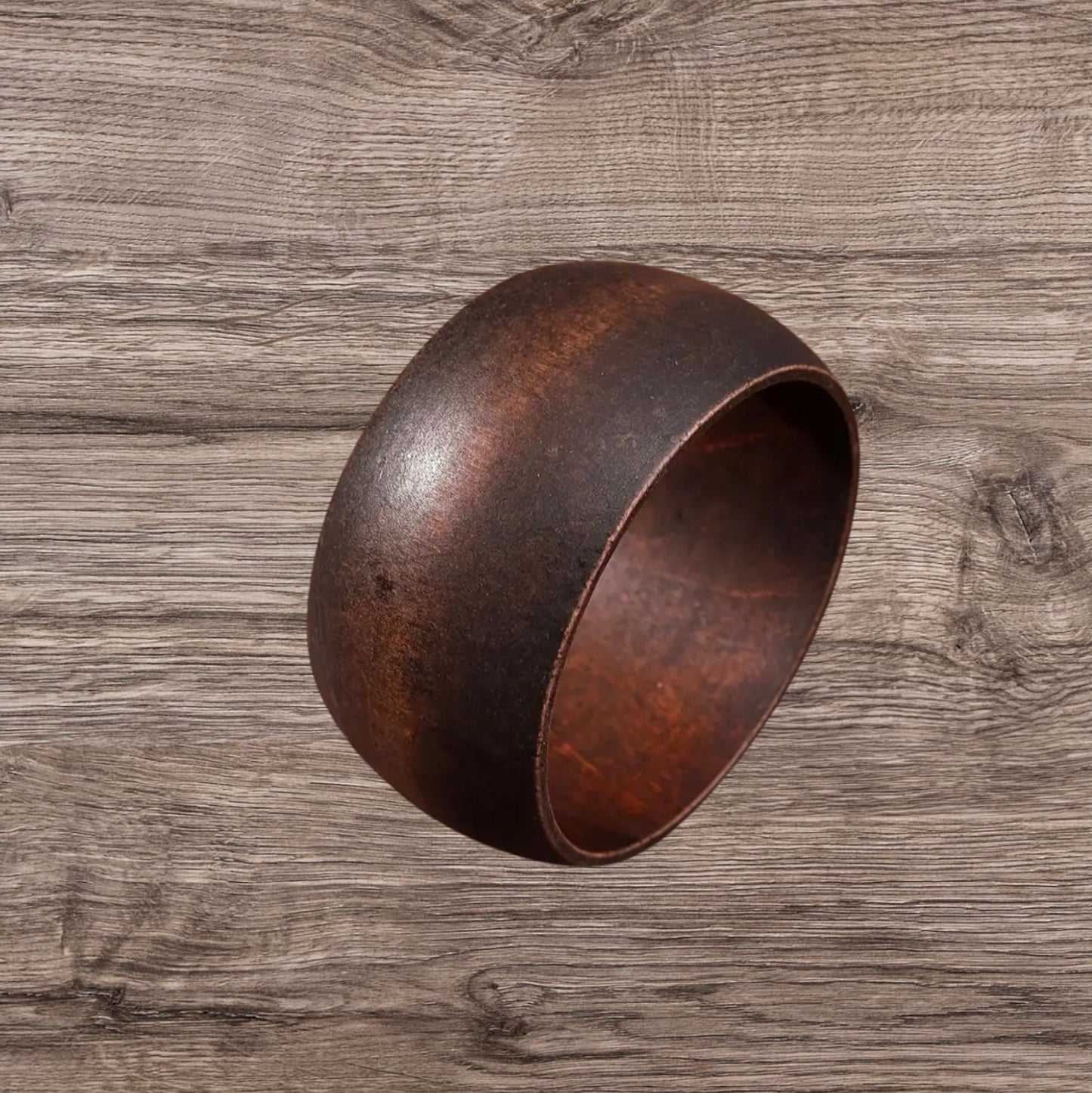 Wood Bangle Round Coffee Brown