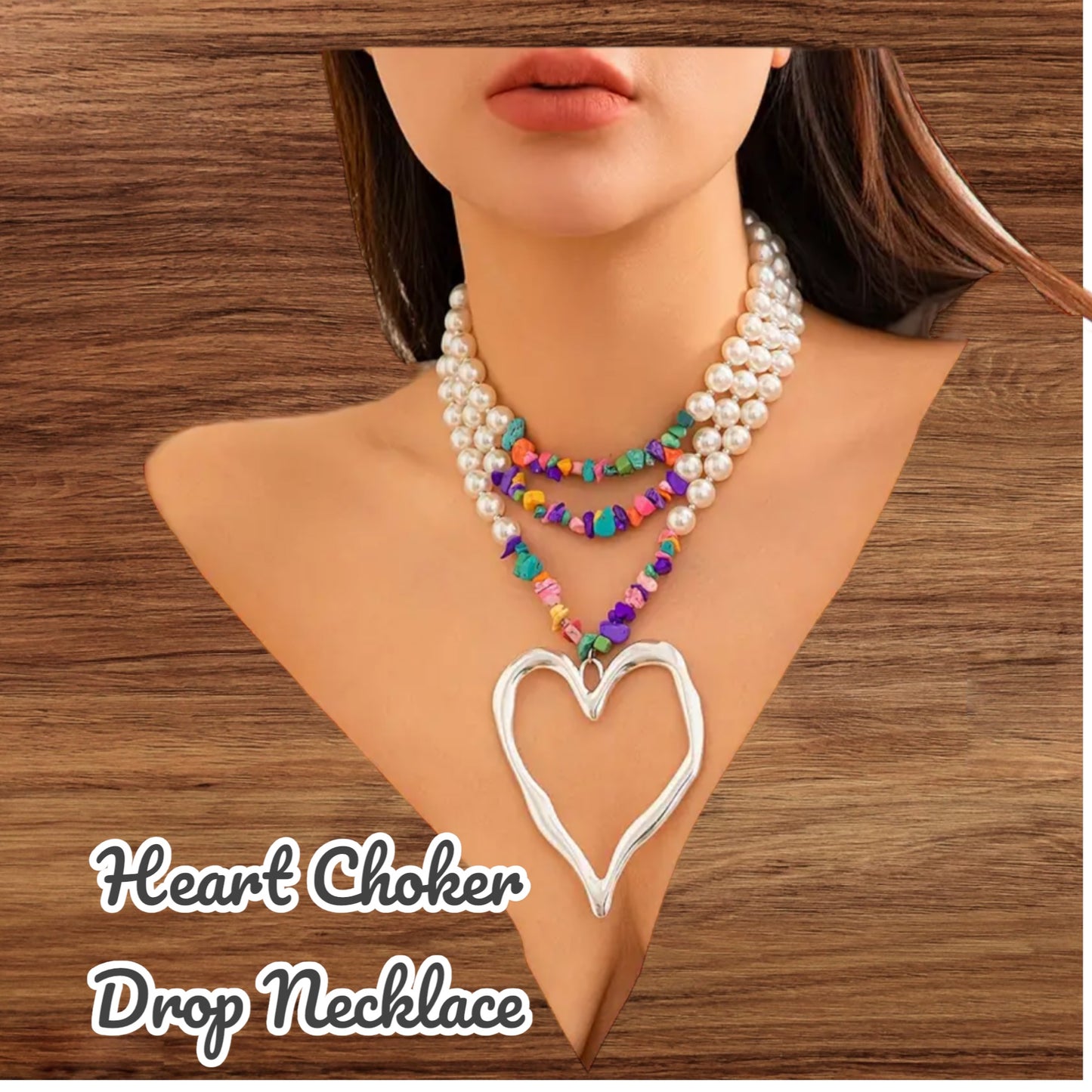 Bohemian Heart Pendant Choker Design Artificial Pearls