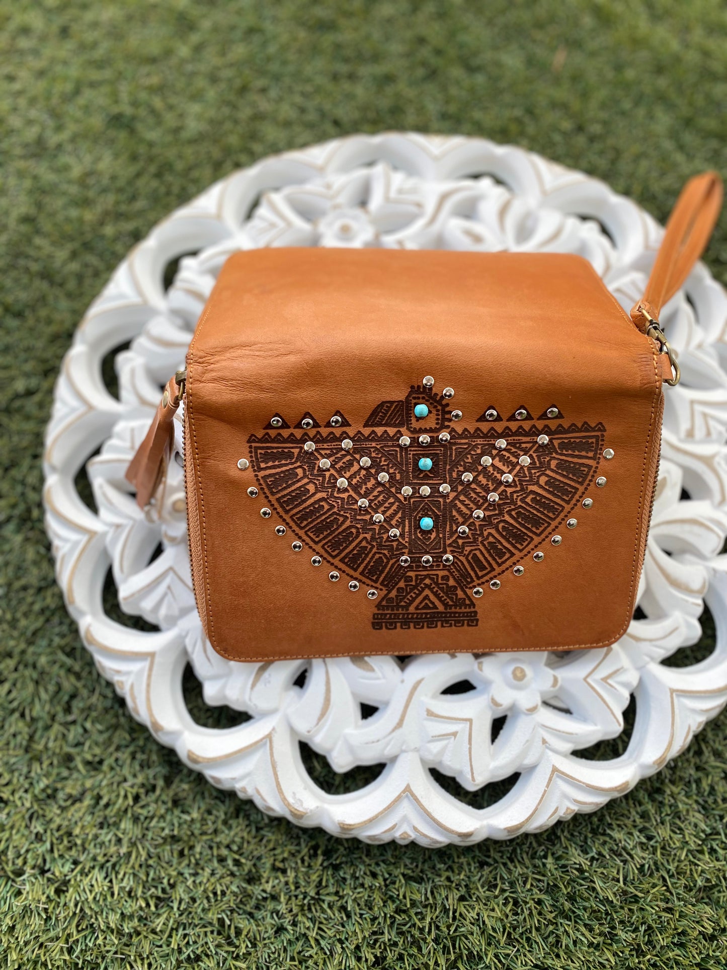 Leather and Suede Silver Stud Purse