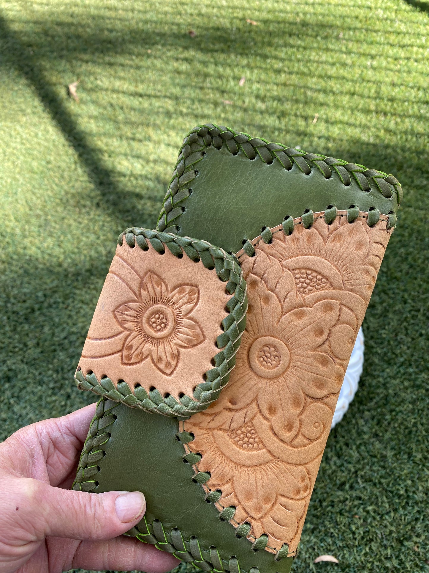 Flower Leather Wallet Vintage Forest