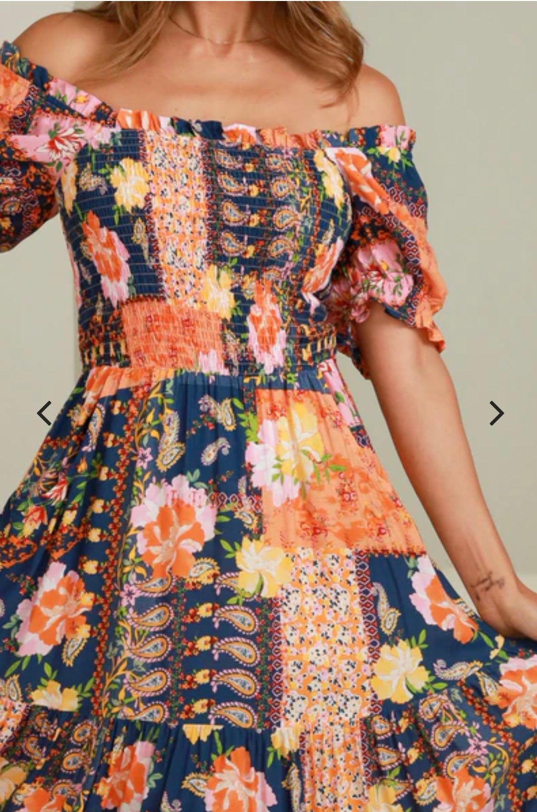 Edith Cottage Print Flounce Maxi Dress