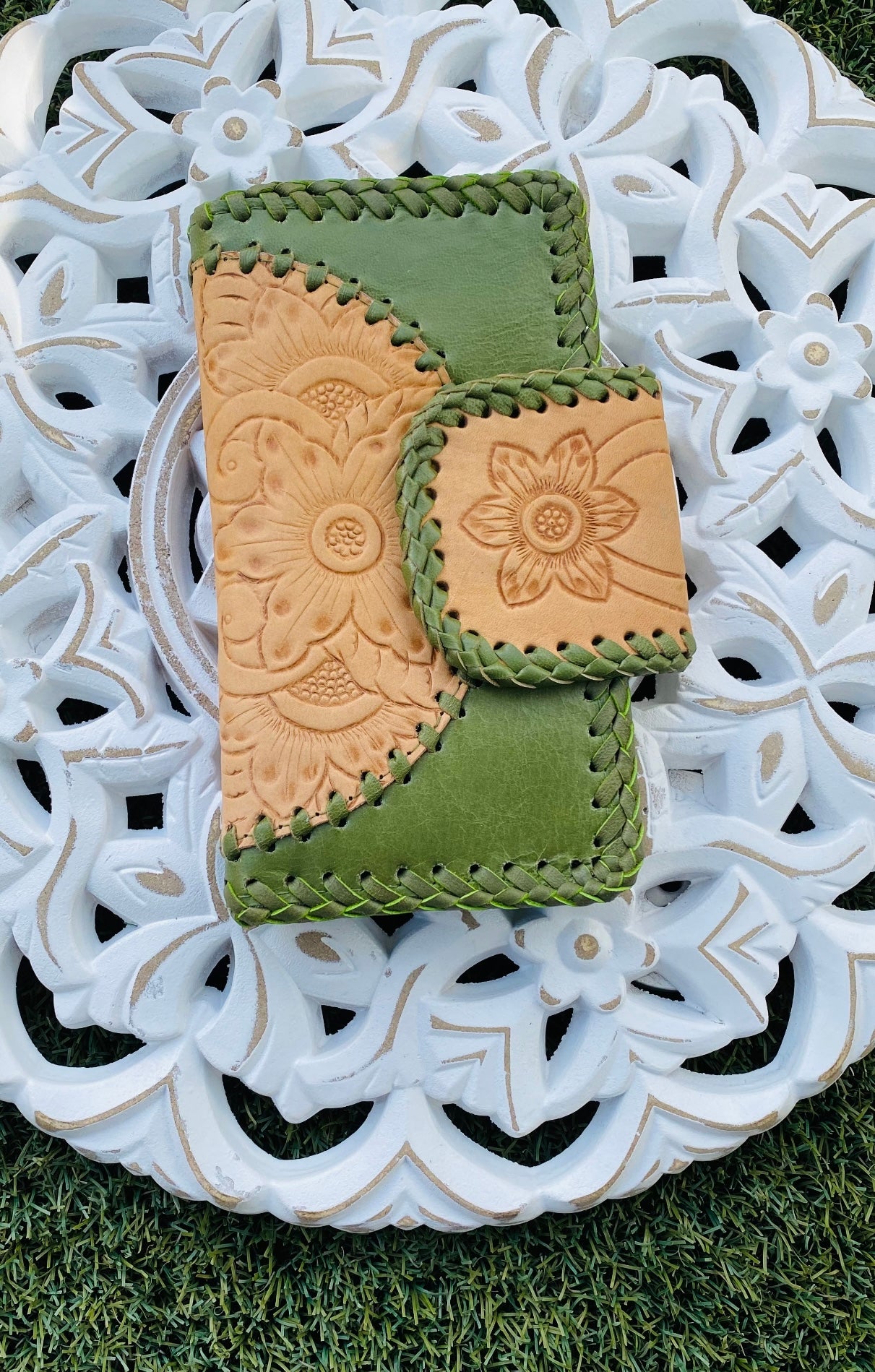 Flower Leather Wallet Vintage Forest