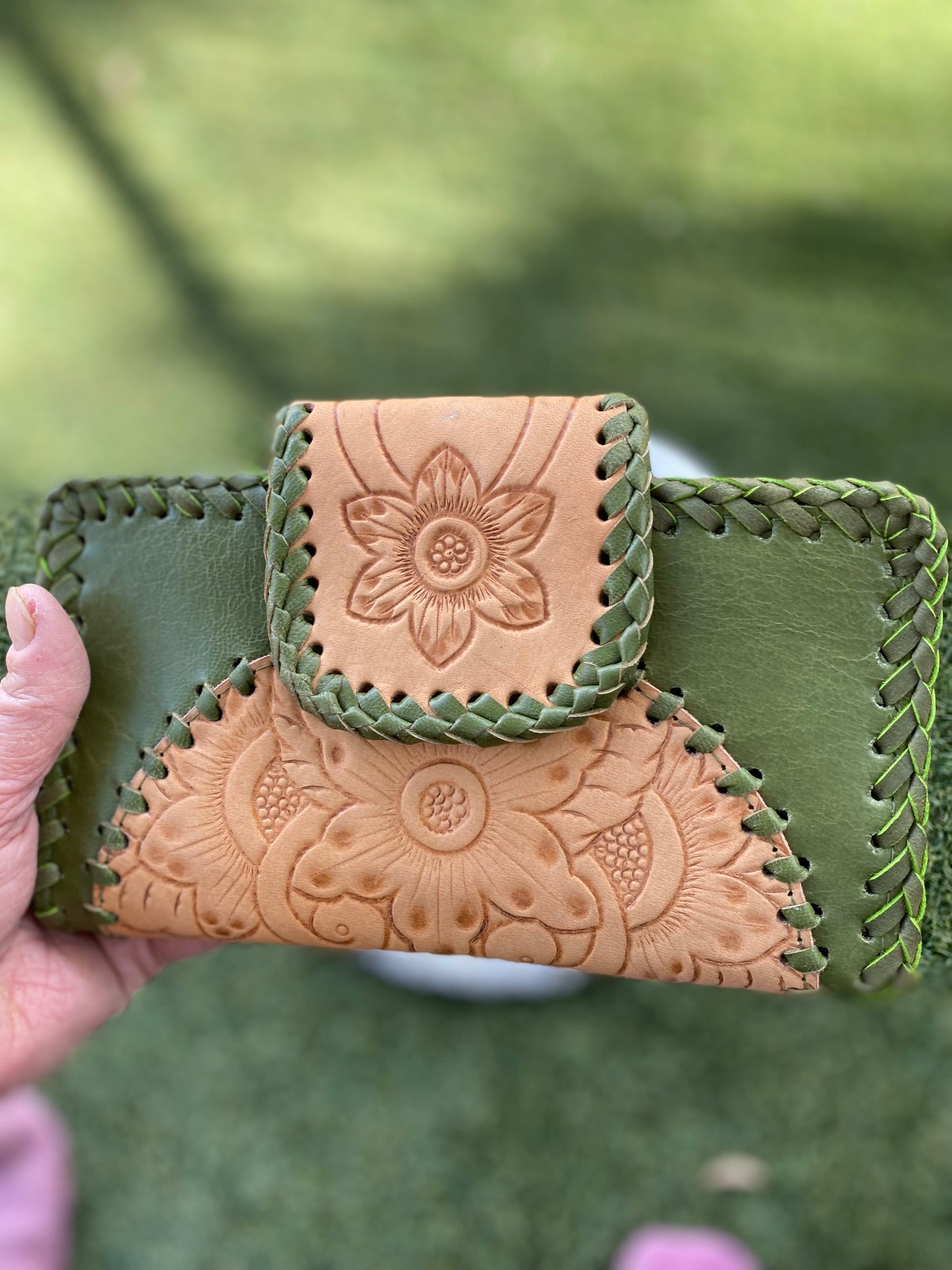 Flower Leather Wallet Vintage Forest
