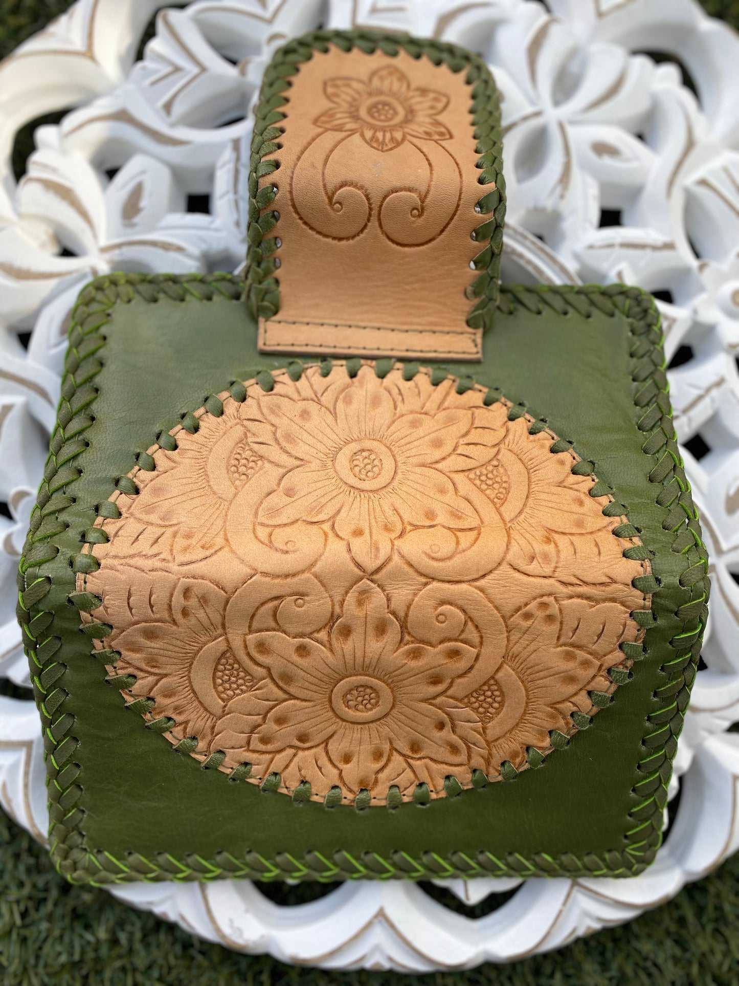 Flower Leather Wallet Vintage Forest