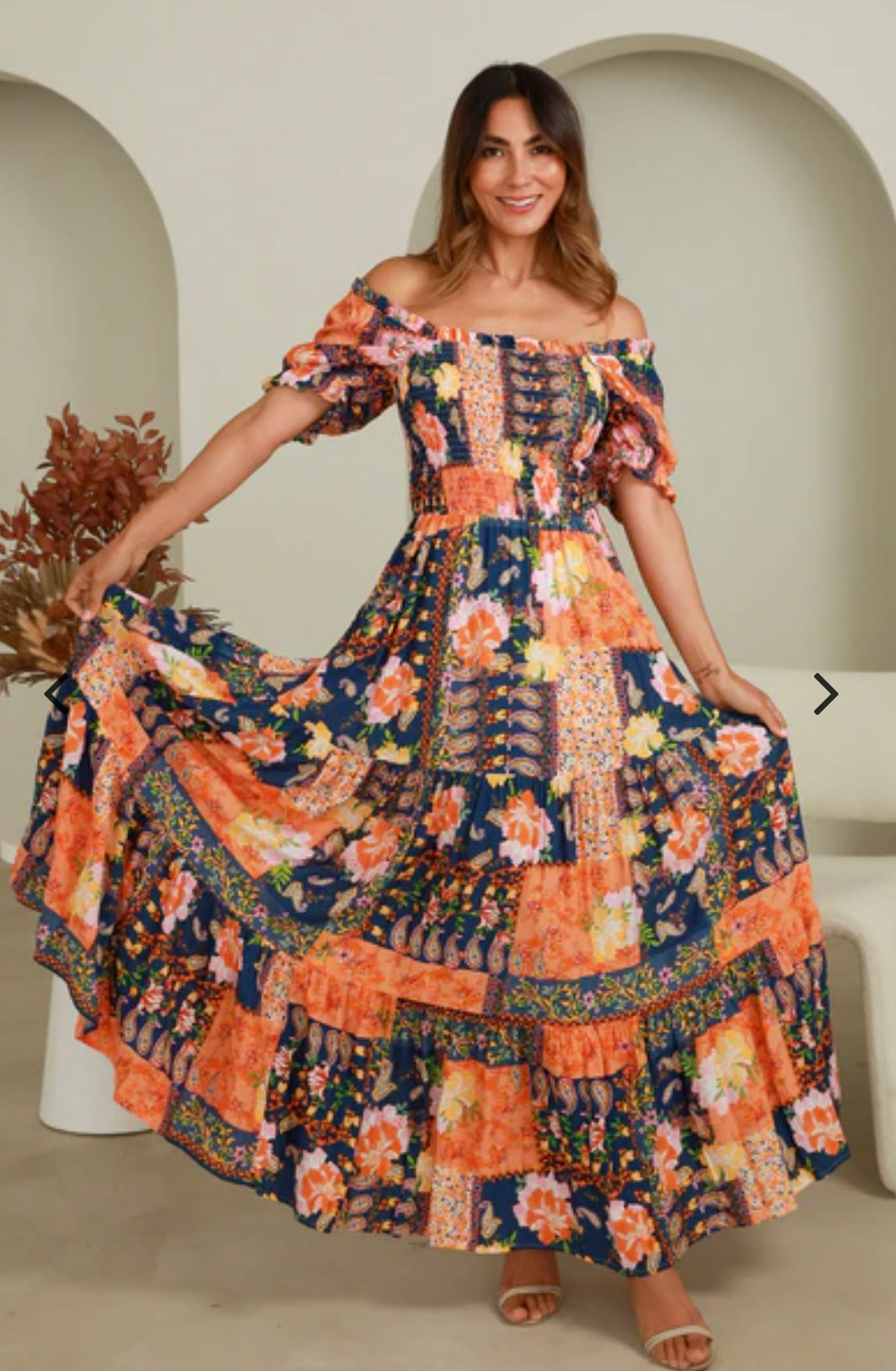 Edith Cottage Print Flounce Maxi Dress