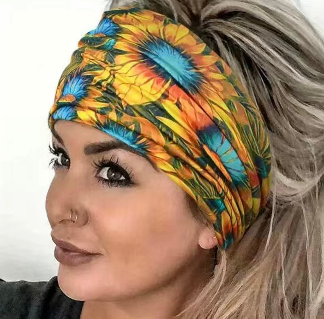 Boho Retro Assorted Sunflower Wide Headbands