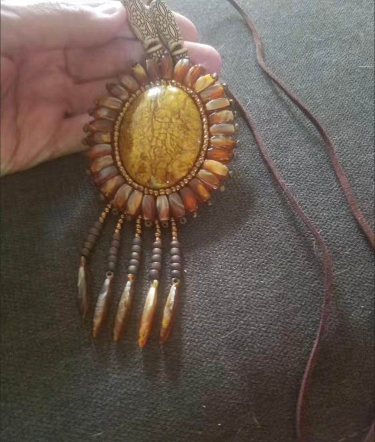Boho Ethnic Wood Bead Necklace Sunflower