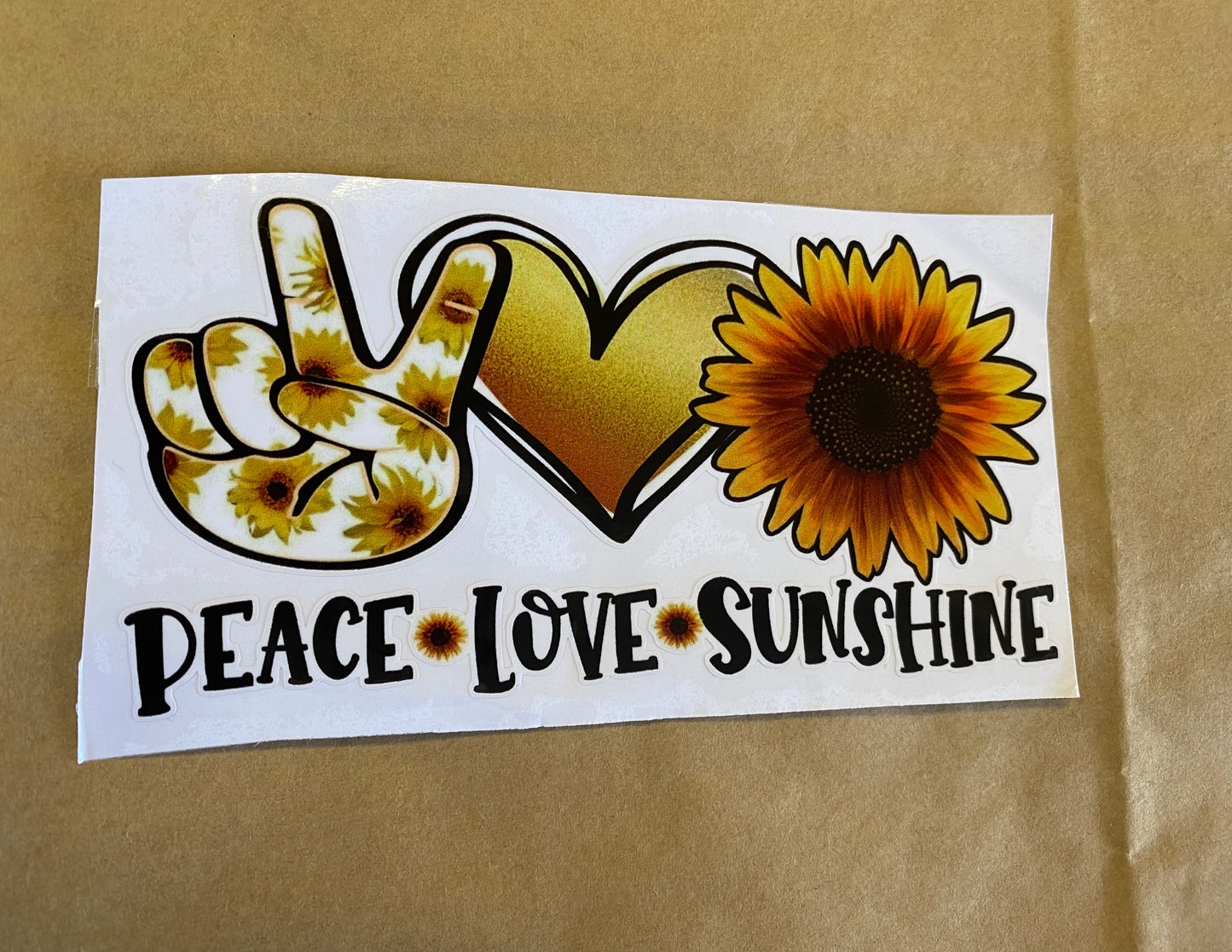 Peace Love & Sunshine Vinyl Sticker Decal Car-Caravan-Window-Home