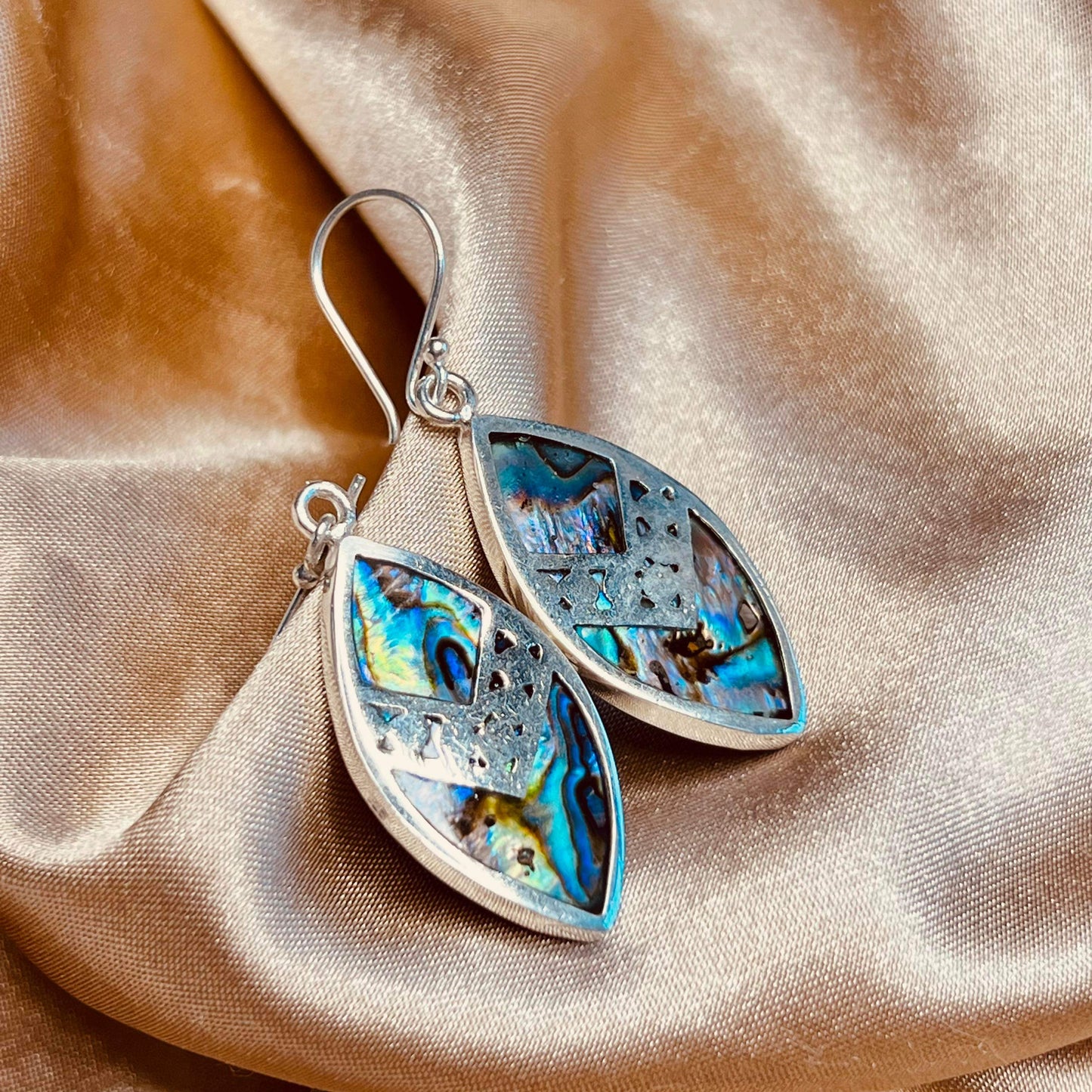 Abalone Shell Earrings Sterling Silver