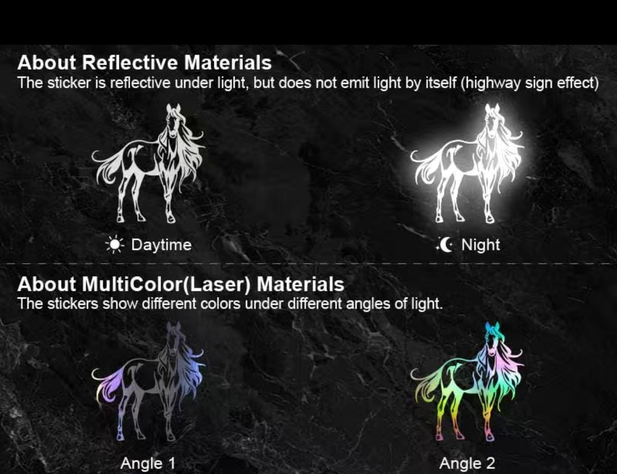 Horse Vinyl X-Large Reflective Sticker Decal Car-Caravan-Horsefloat