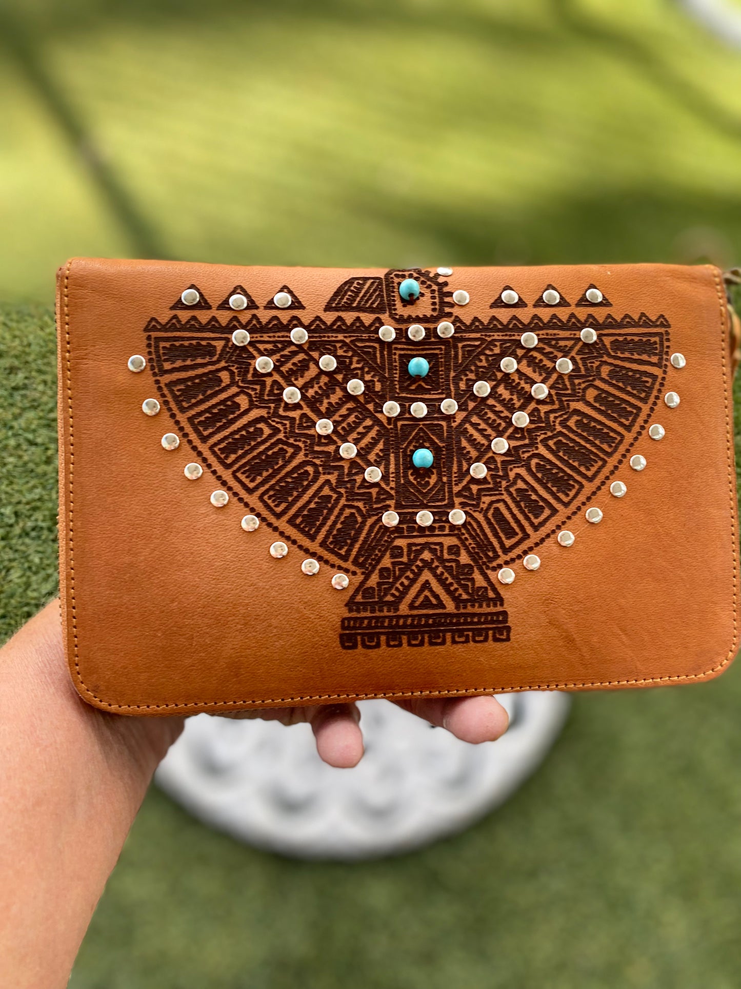 Leather and Suede Silver Stud Purse