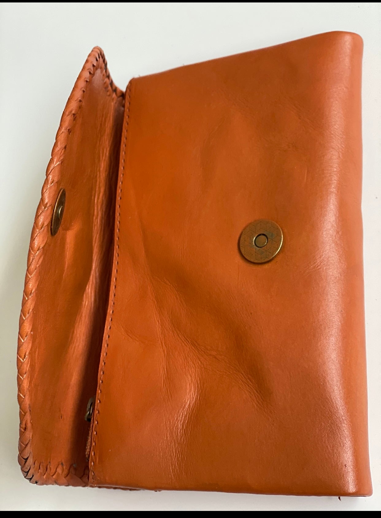 Leather Clip Wallet with Turquoise