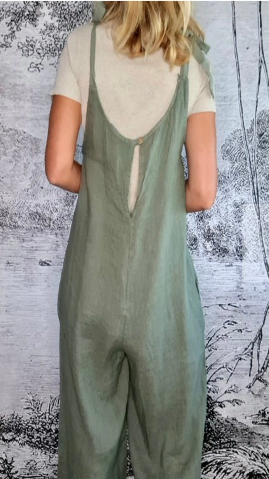 Italian Linen Jumpsuit Crisco Forest