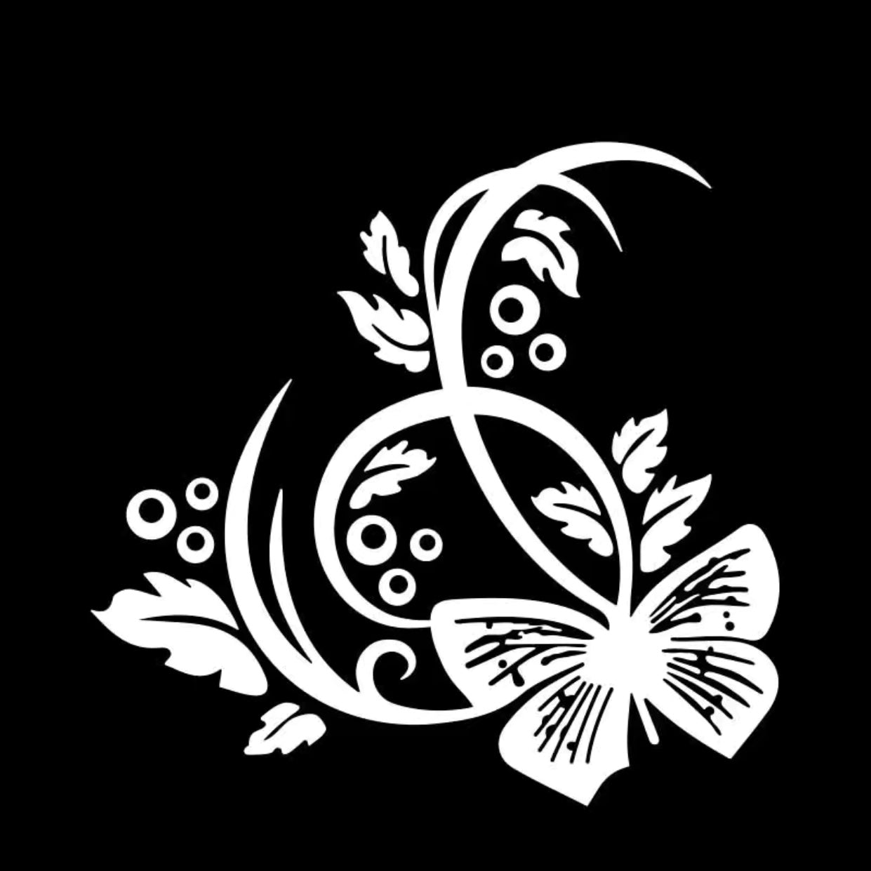 Butterfly Flower Vinyl X-Large Reflective Sticker Decal Car-Caravan-Horsefloat