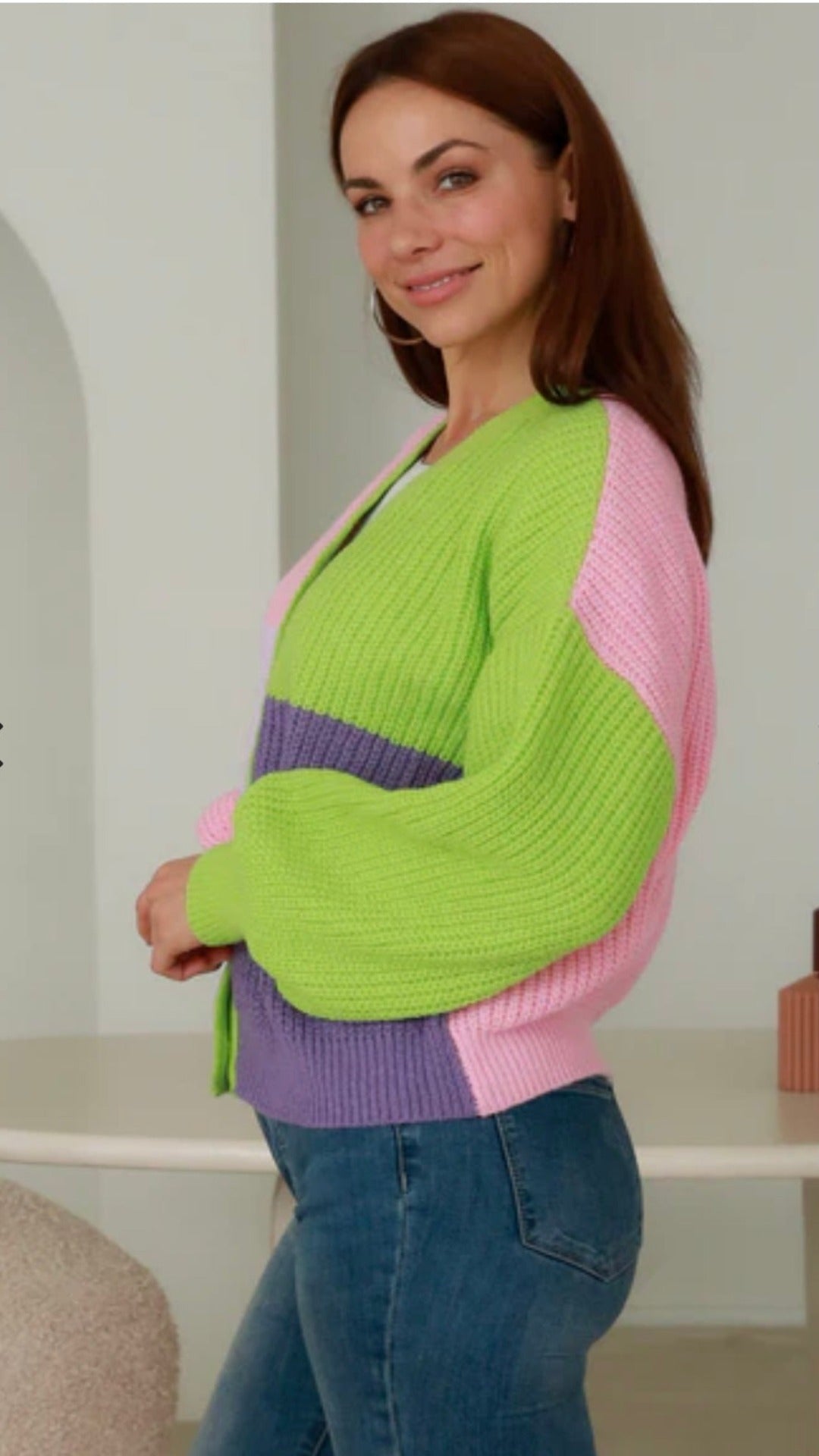 Jana Button Knit Cardigan Pop