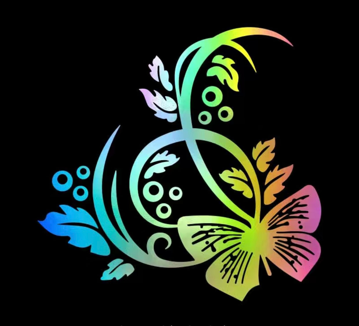 Butterfly Flower Vinyl X-Large Reflective Sticker Decal Car-Caravan-Horsefloat