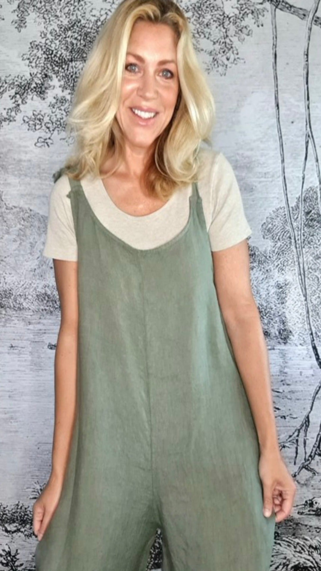 Italian Linen Jumpsuit Crisco Forest
