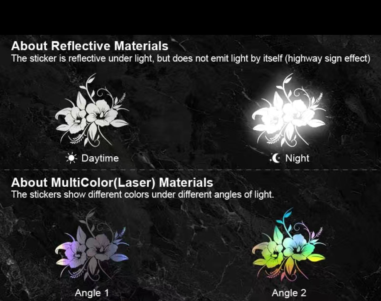 Hibiscus Flower Vinyl X-Large Reflective Sticker Decal Car-Caravan-Horsefloat